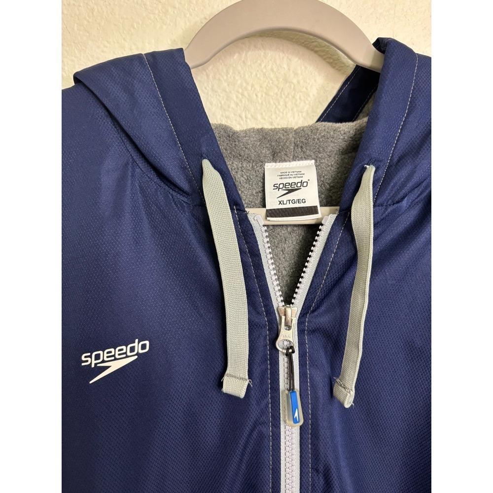 Speedo XL Navy Blue Hooded Fleece Lined Team Swim Parka Jacket Unisex 7201306 - Picture 4 of 8